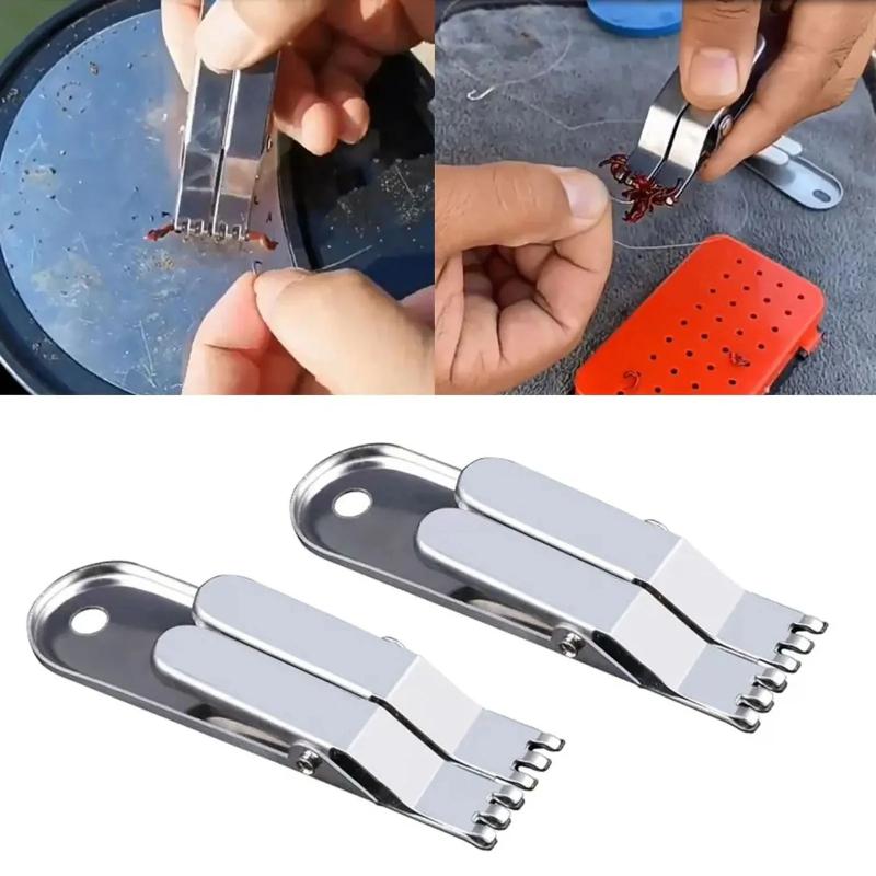 1/2 PCS Hand Safe Fishing Bait Clip Stainless Steel Quick Loading Earthworm Fastening Clamp for River Lake Sea Fishing