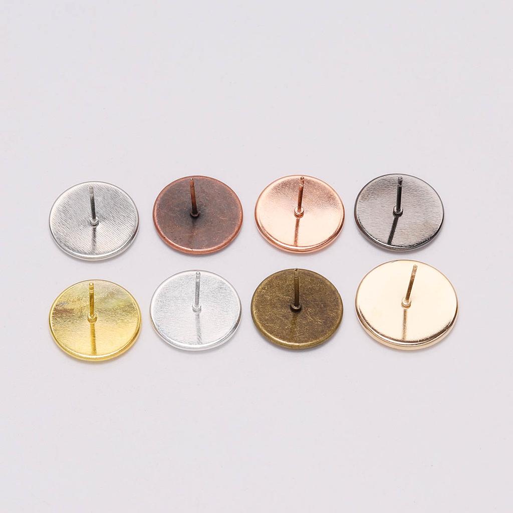 20-50pcs Iron Blank Earring Base Cabochon Cameo Base 8 10 12 14 16 mm Flat Earring Setting Supplies For Jewelry Making
