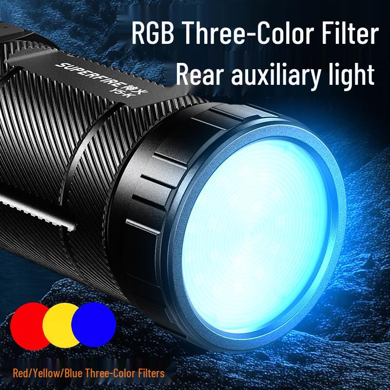 SupFire Y5-K 15W High-Power Long-Range Flashlight with Color Filters