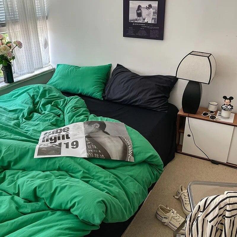 Корейский стиль, простая красота, стиль принцессы, пододеяльник с медвежонком, комплект постельного белья из четырех предметов, двуспальная кровать для девочек, плоская простыня