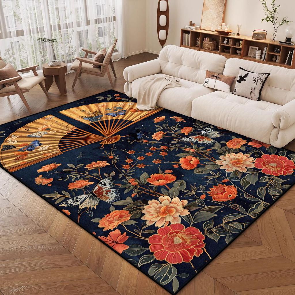 Восточный Роскошный Декор Ковры для Гостиной Цветочный Дизайн Мягкое Украшение Комнаты Эстетичный Ковер для Спальни Кабинет Противоскользящий Коврик Легко Чистить