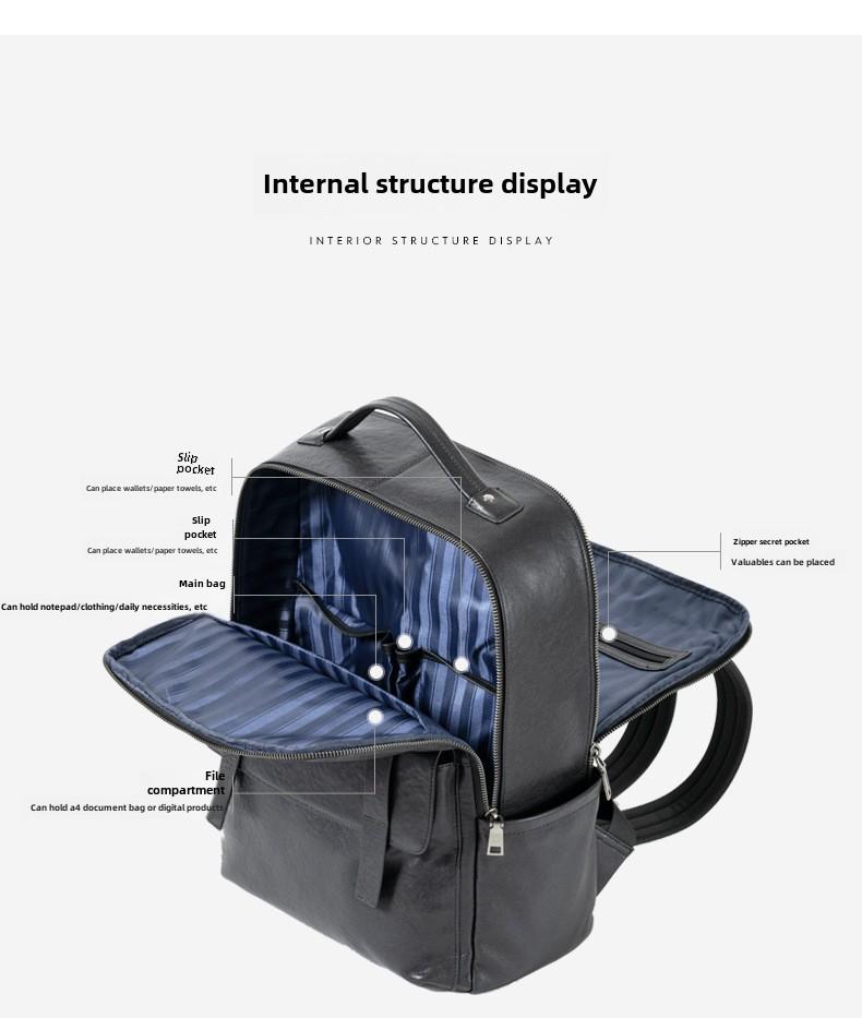 Stylish Men's 15.6-Inch Leather Laptop Backpack - Simple Veg-Tanned Cowhide Business Bag