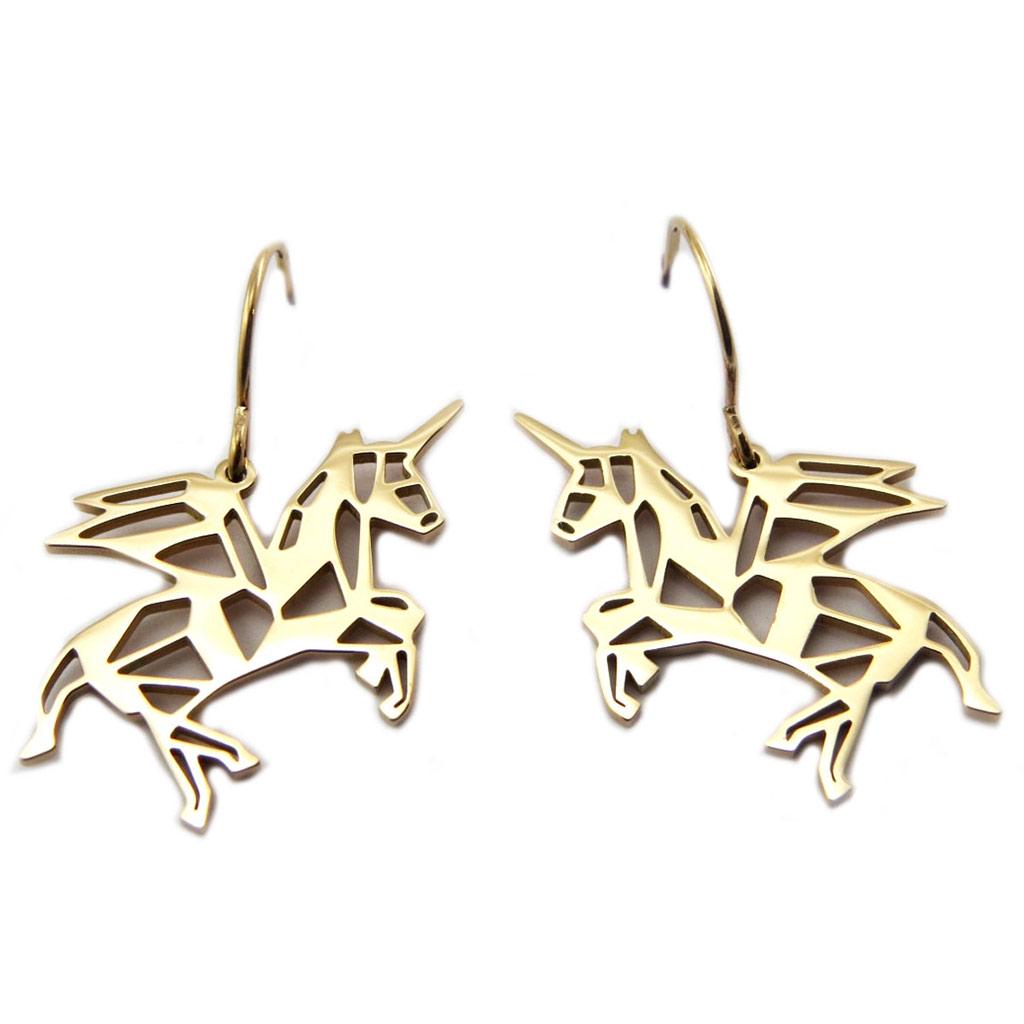 Les Trésors De Lily [P7789] - Designer Steel Earrings 'Licorne My Unicorn' Pink Gold (gold Pink) - 25x15 Mm