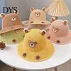 Toddler Beach Accessories Cute Animals Straw Sun Hats for Kids, UV Protection Fishing Hat, Wide Hat Brim Cartoon Bucket Breathable Summer Outdoor