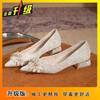 Temperament Advanced Wedding Shoes Thick Heel Single Shoes Women's Bride Shoes 2025 Spring and Summer New Versatile Skirt Single Shoes Women