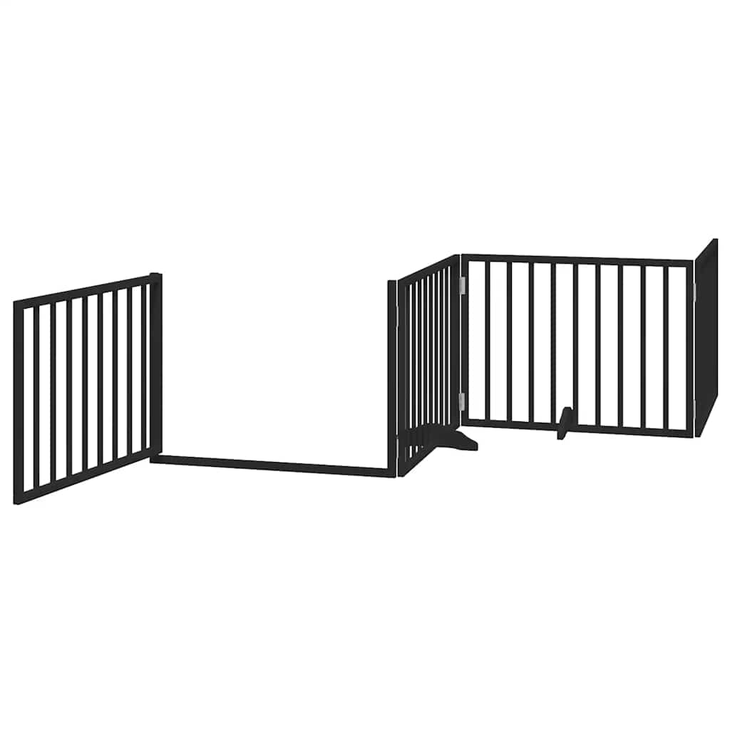 10 Piece Foldable Black Dog Gate 800 cm Poplar Wood