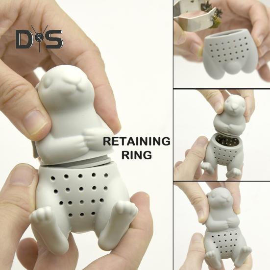 Ситечко для чая в форме кролика, силиконовое ситечко для заваривания чая, многоразовое, листовое, травяное, для специй, декор для чайника