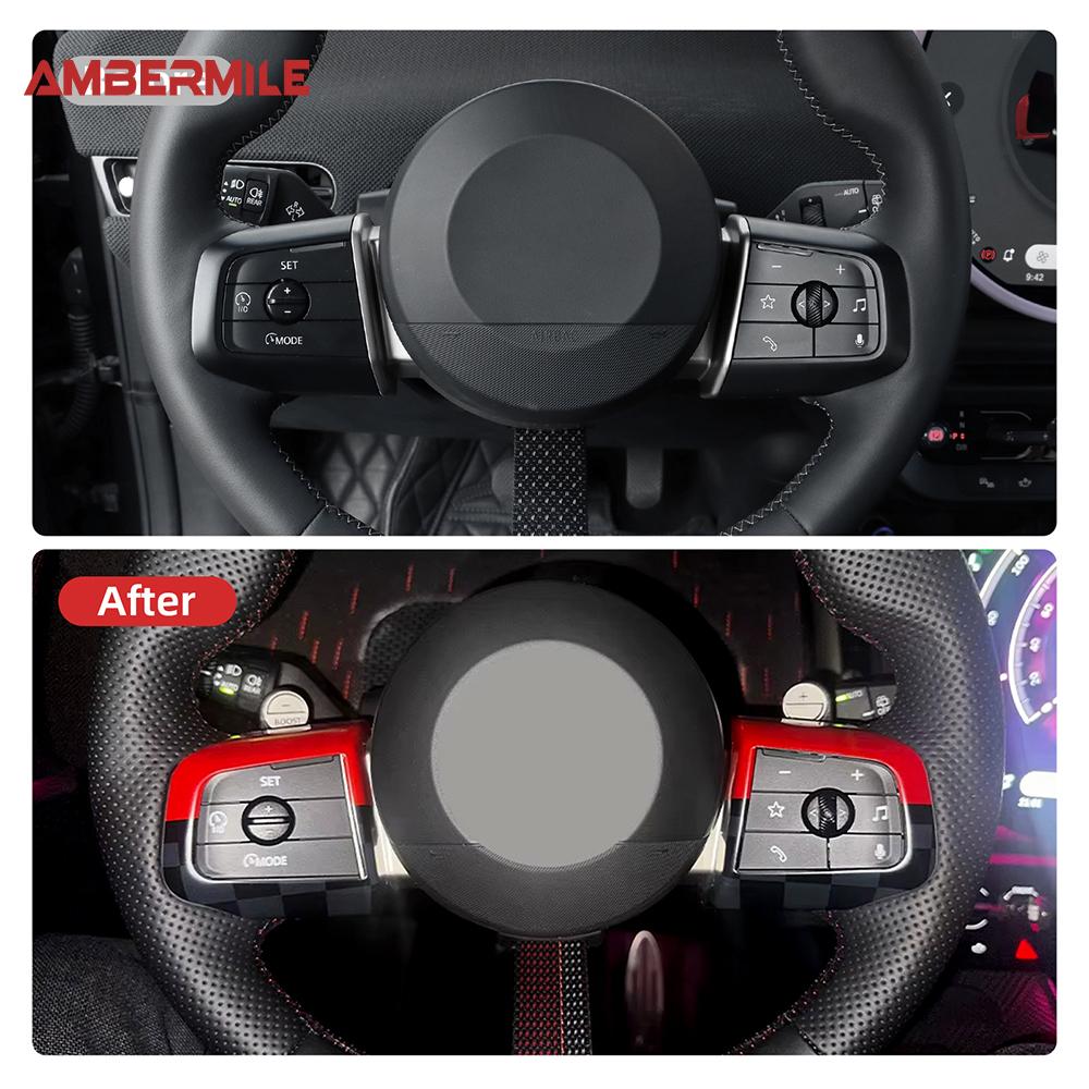 Car Steering Wheel Button Panel Cover Car Sticker For Mini Countryman U25 F65 F66 F67 Cooper E SE J01 J05 2024 2025 Accessories