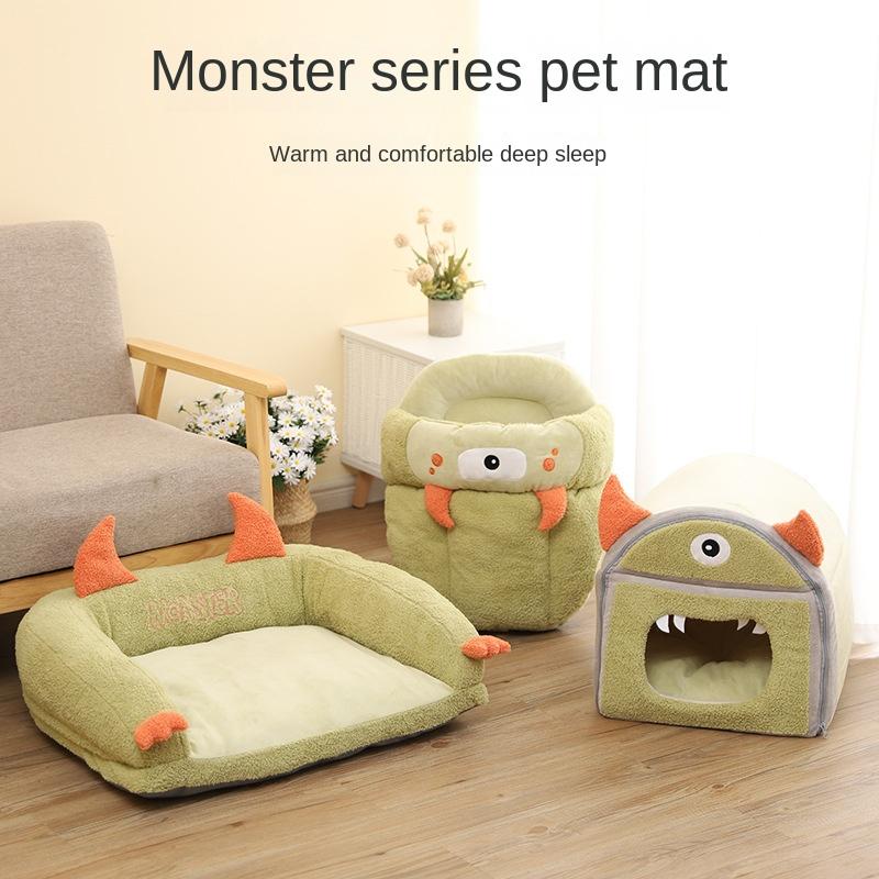 Warm Little Monster Pet Sofa In Winter Funny Mongolian Yurt Cat Nest Comfortable Semi-closed Slipper Nest