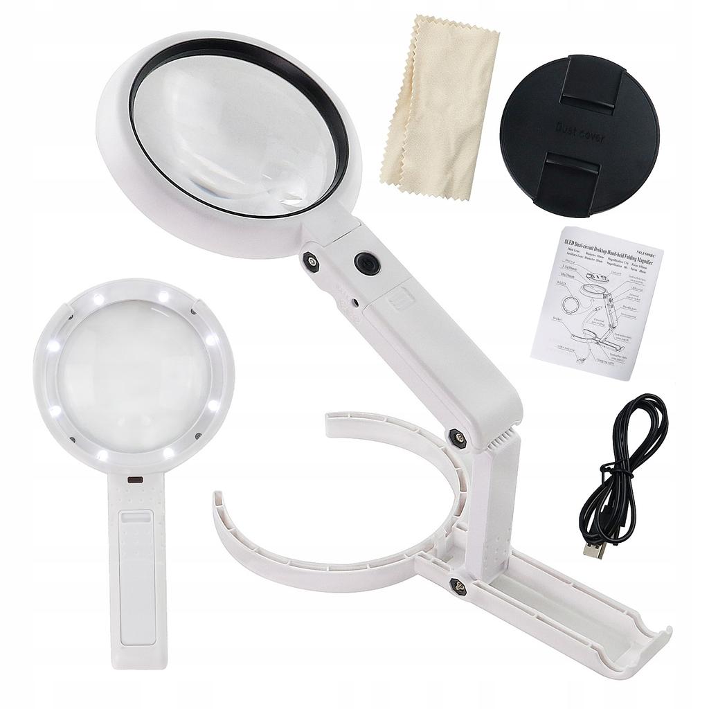 Magnifying Glass 8X Led Stand Usb Powered/Batteries 11X Lamp