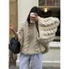 Oversize Knit Pullover Women Casual Lazy Round Neck Kink Solid Sweater Female Autumn Winter Loose Sleeves Knitwear Lady