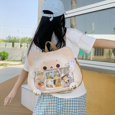 Cotton Doll Bag Kawaii Biscuit Cat Itabag Zipper Bag Fashion Backpacks Transparent Pocket Outdoor