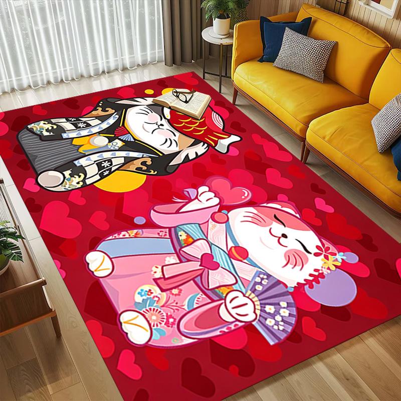 Lucky Cats Living Room Nonslip Area Rug Soft Carpet For Bedroom Game Playroom Sofa Office Home Decor Doormat Christmas Gift C9261628