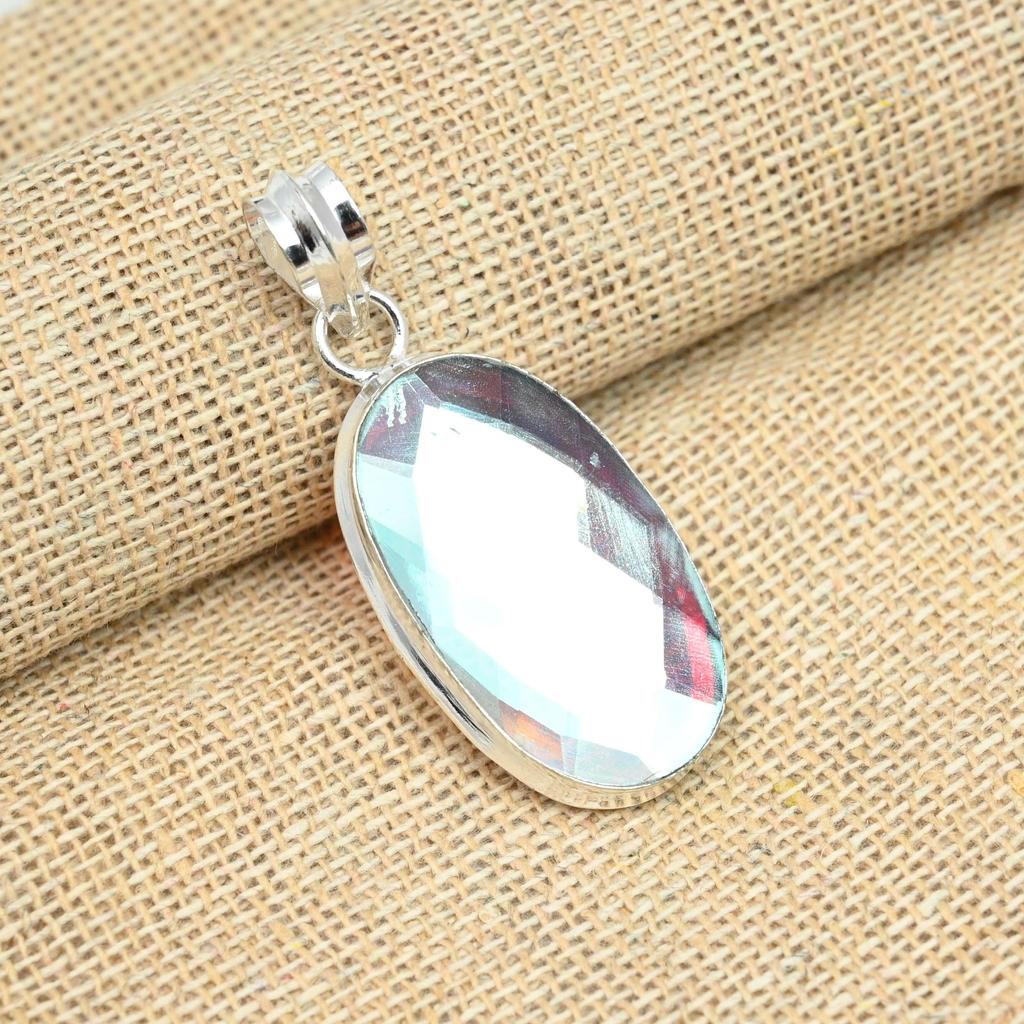 Rainbow Mystic Topaz Gemstone Handmade Sterling 925 Silver Jewelry Pendant