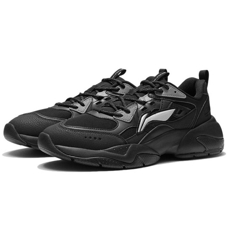 Li Ning Скользкие Устойчивые к истиранию Низкие Спортивные Повседневные Туфли Мужские Черные AGCR477-4