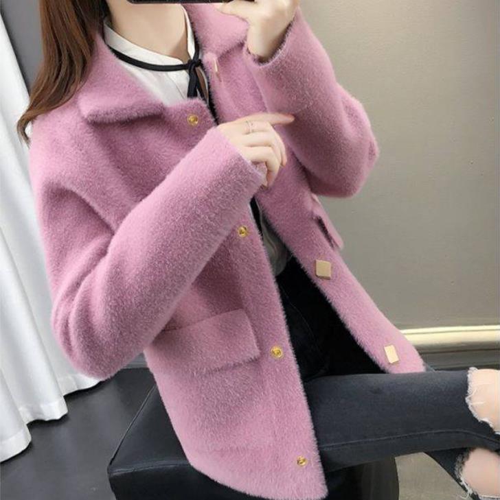 Fashion High Quality Spring  Autumn and Winter Button Thick Coat Loose Sweater Women's Knitted Cardigan