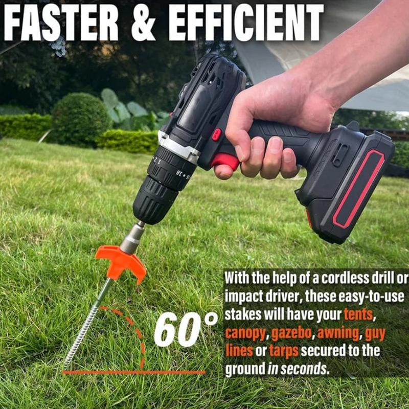 4Pcs Screw Anchor Tent Stakes 20Cm Carbon Steel Tent Pegs Spike Hook Camping Tent Nail Spiral Screw With Hex Socket Stakes