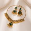 Комплект ожерелья и серег с инкрустацией стразами, этнический стиль, женский ювелирный набор, ювелирные аксессуары