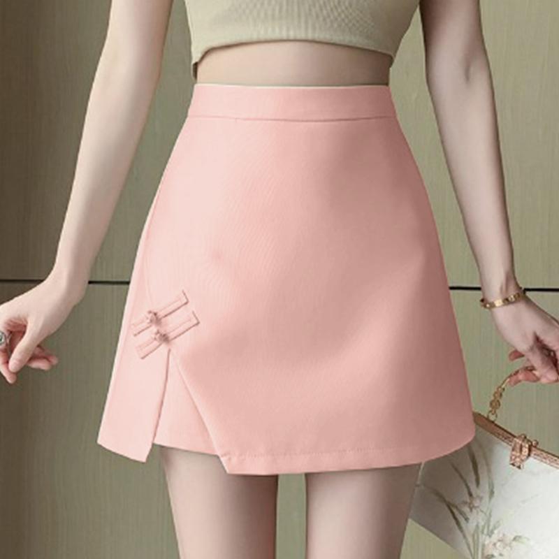 VONDA Женская летняя однотонная свободная юбка с узлом и разрезом