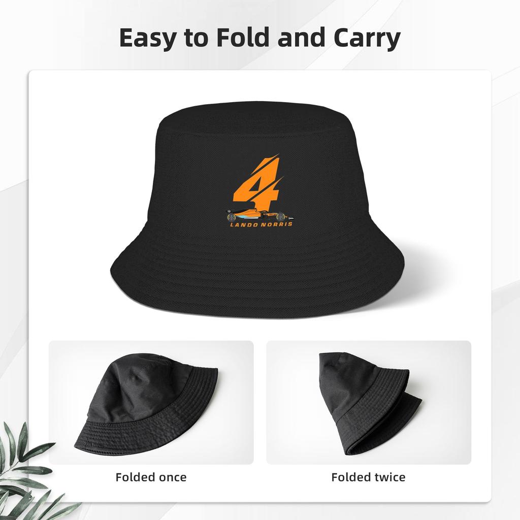 L-Lando N-Norris 4 Racing Car Bucket Hat for Unisex Summer Auto Racing Sun Hat Street Foldable for Outdoor Fisherman Hat Ispoti