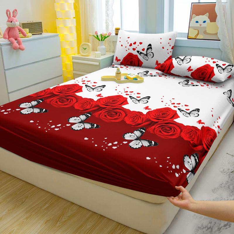 Простой современный 3-предметный матовый комплект простыней из трех частей с растительным и цветочным узором, Набор печатного постельного белья для спальни, Постельные принадлежности
