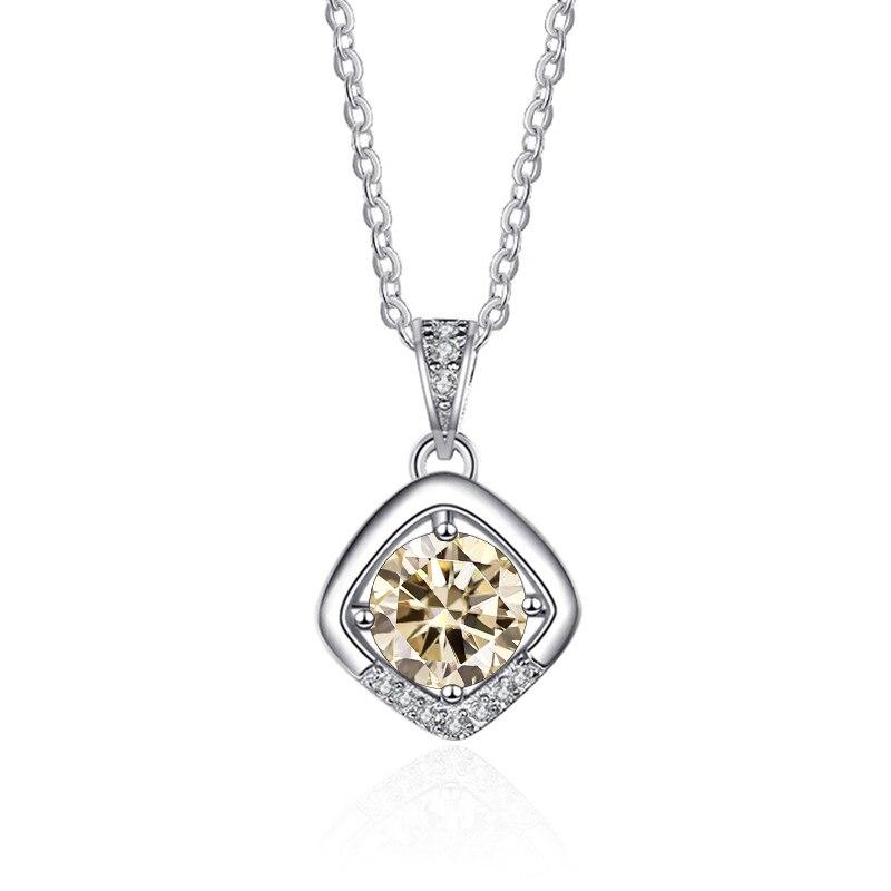 Bague Ringen 1ct VVS D Цветной Муассанит Бриллиантовое Ожерелье Для Женщин Серебро 925 Ювелирные Изделия Женский Простой Темперамент Цепочка На Ключицу