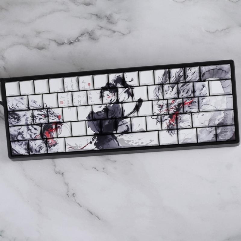Нескользящие PBT кейкапы Тема Дракона Боковая печать Для большинства механических клавиатур 60% 68% Рисунок