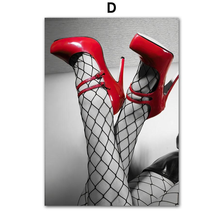 Настенная картина на холсте, черно-белое Парижское полотенце, красная роза, туфли на высоком каблуке для девочек, декор для гостиной, постеры и принты, настенные панно