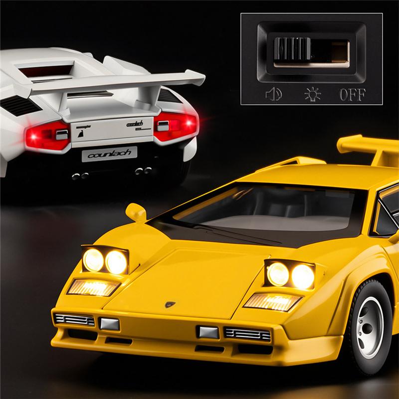 1/32 Lamborghini Countach LP5000s Сплав Модель Спортивного Автомобиля Литые Металлические Гоночные Автомобили для Трека Модель Транспортных Средств Симуляция Звук Свет Детская Игрушка Подарок