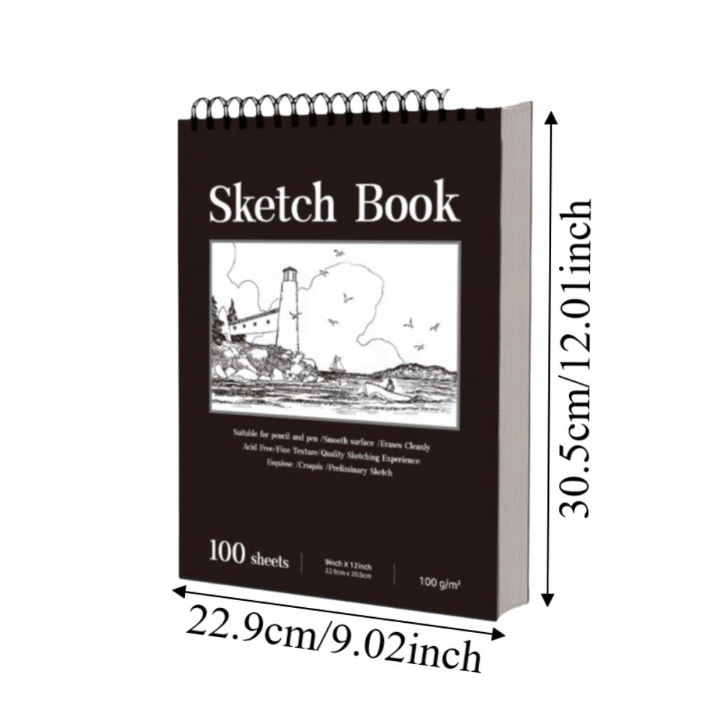100 Sheets Spiral Bound Artist Sketchbook Perforated Pages Sketching Notebook Crayon Drawing