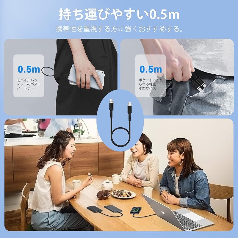 Кабель Viviber type c короткий 50 см и длинный 1,8 м type c-usb c набор из 2 PD60W быстрая зарядка подлинный Удобно носить с собой type-c iphone15 iPhone16 typesee