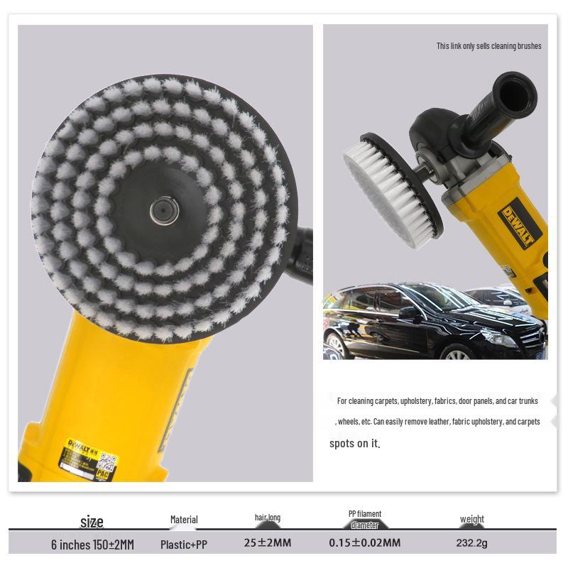6" M14 Transparent Electric Cleaning Brush Set: Hollow Rodless, Round Brush, Drill Compatibility, Angle Grinder & Crevice Brush Heads.