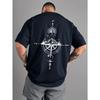 Men's Vintage Compass Print Short Sleeve Crew Neck Casual Sports Thin  Summer Spring T-shirt