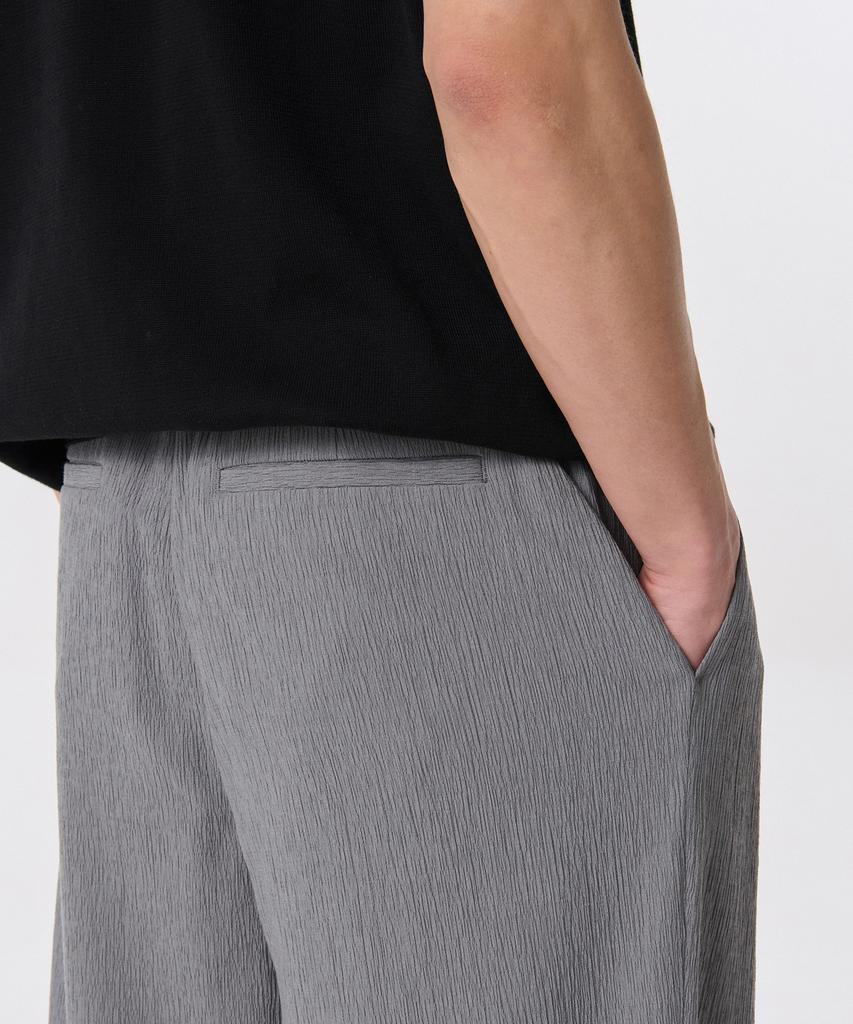 MUSINSA STANDARD Crinkle One-Pleat Wide Elastic Pants [Gray]