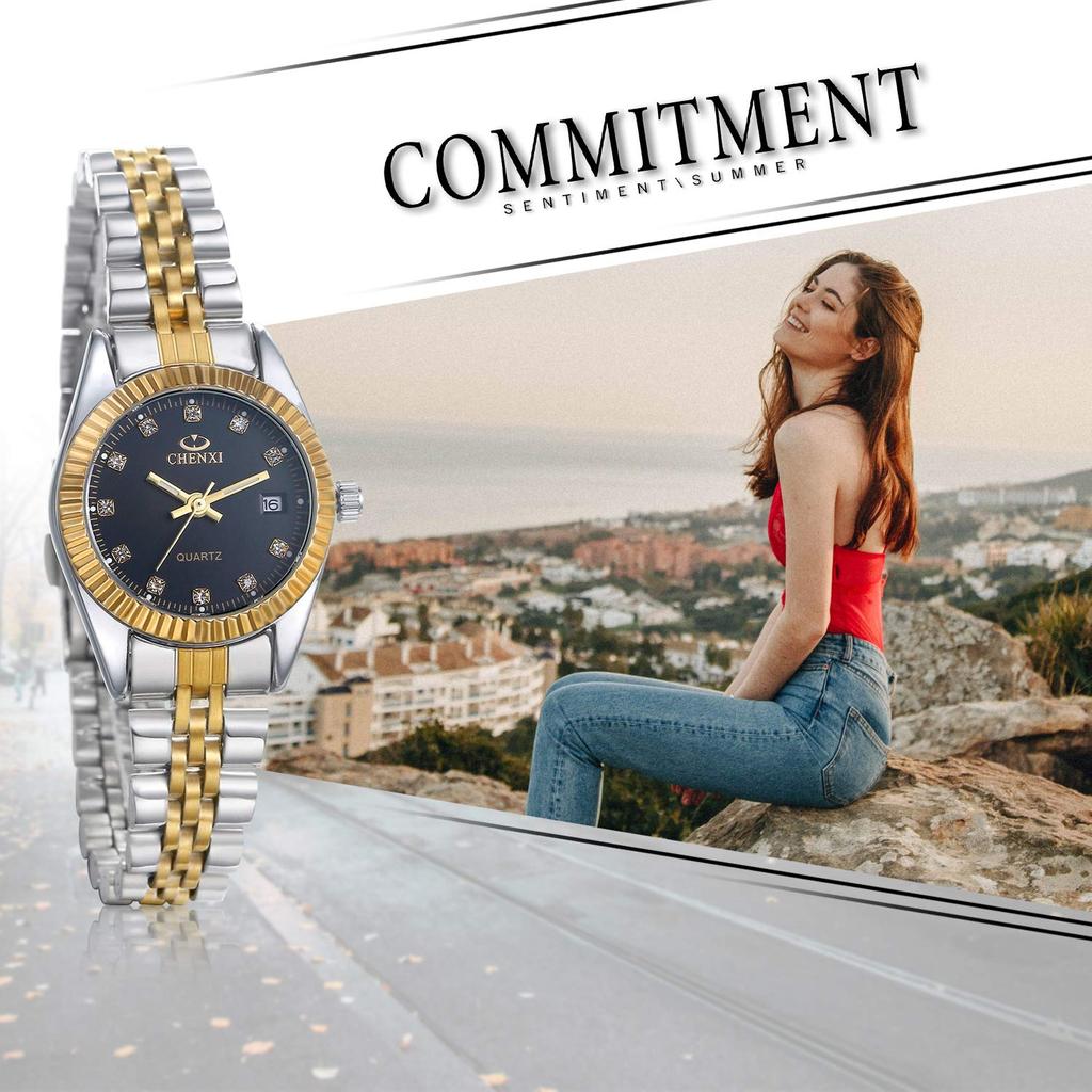 JEWELRYWE 3 АТМ Водонепроницаемые Светящиеся Японский Кварцевый Механизм Нержавеющая Сталь Черные Женские Часы, Водонепроницаемые, Календарь, Аналоговые, Механизм, Ремешок,