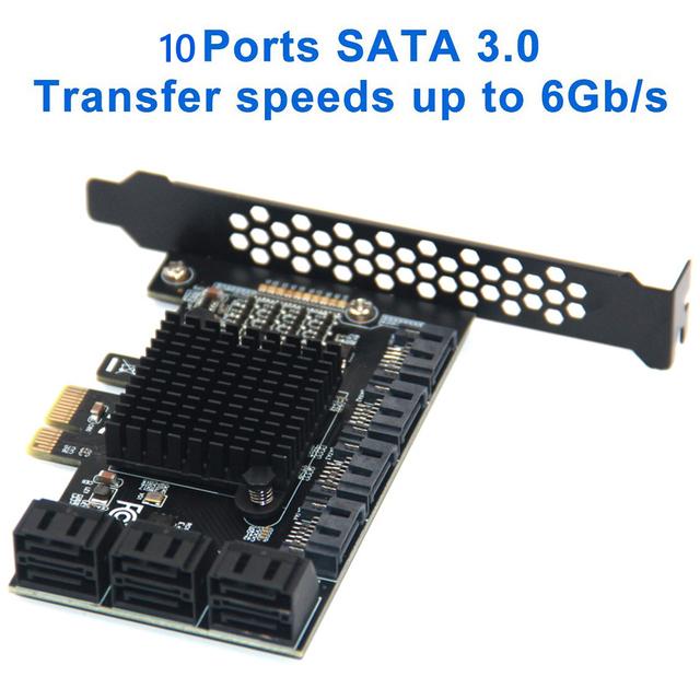 Chi a Mining SATA PCIE 1X Adapter 6/10 Port PCI-E X1 to SATA 3.0 6Gbps Riser Expansion Card for Desktop PC Computer Add On Cards