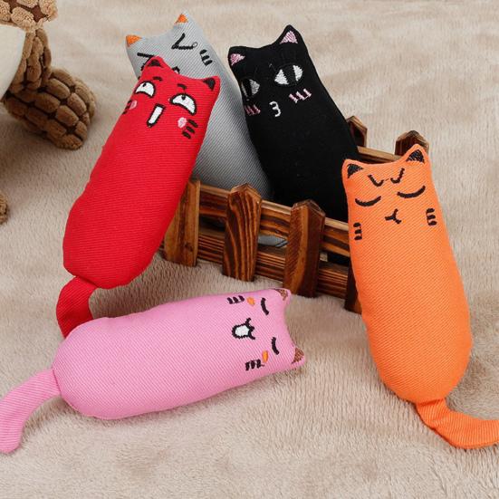 5Pcs Cat Chew Toy Boredom Stress Relief Pet Interactive Catnip Toy Calming Plush Cat Doll Animal Teething Cleaning Toy Pet Supplies