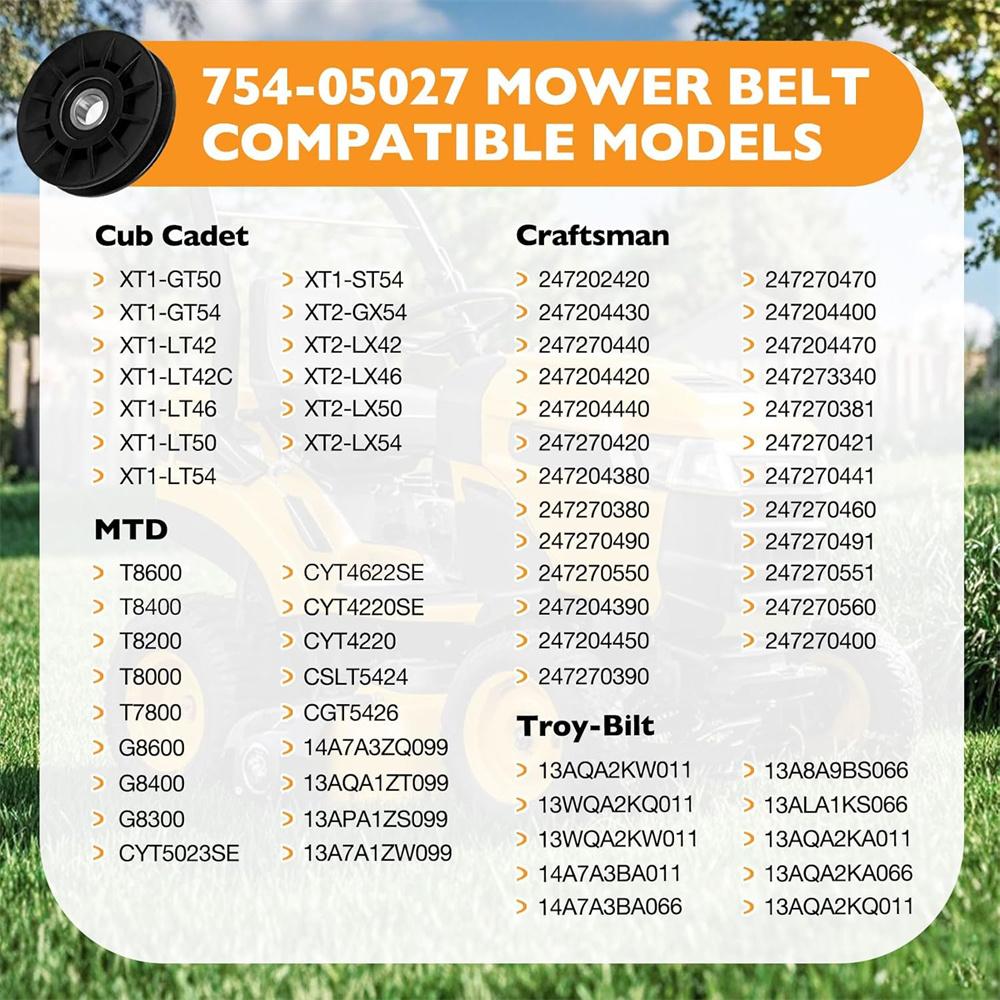 V-Idler Pulley + Flat Idler Pulley +Drive Belt For 756-05024 756-05032 754-05027