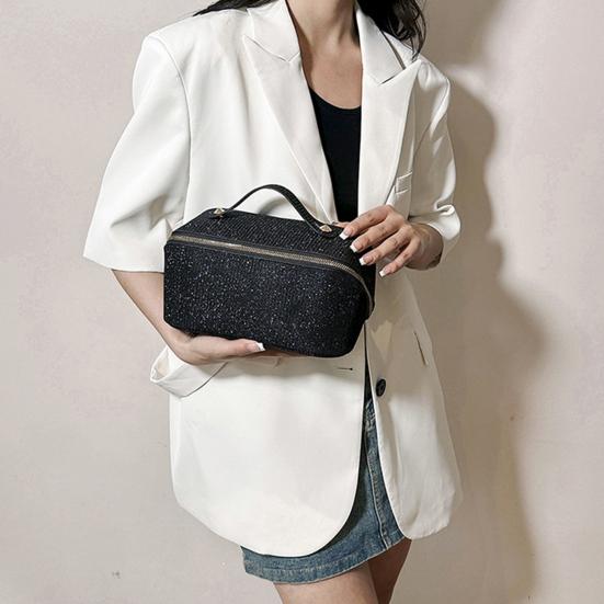 Косметичка с ручкой, блестящая поверхность, съемный дизайн, застежка-молния, большая вместимость, водонепроницаемые дорожные туалетные принадлежности