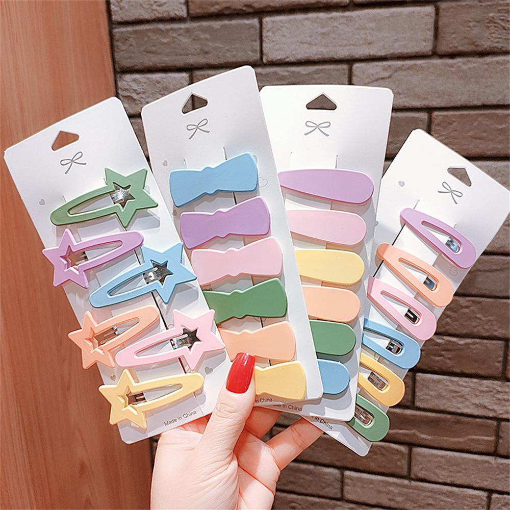 6PCS/lot Girls Fashon Solid Hair Clips Hairpins Children Candy Color Barrette Cute Hair Accessories LXY