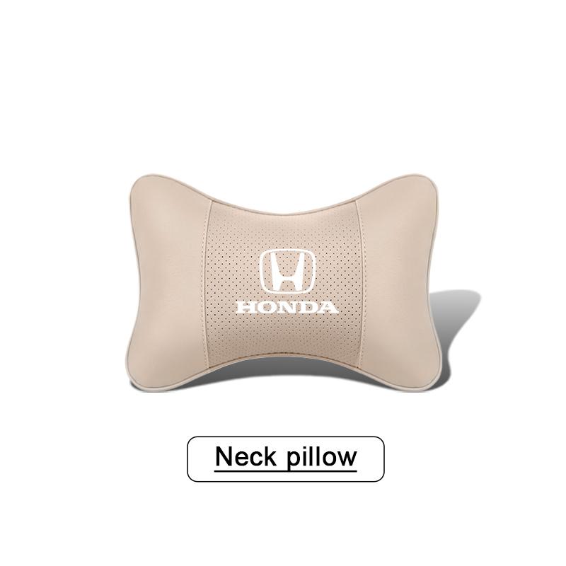 1Pcs Pu Leather Car Neck Pillow Auto Emblem Headrest For Honda Civic Accord Crosstour Spirior Odyssey Avancier UR-V Elysi Key