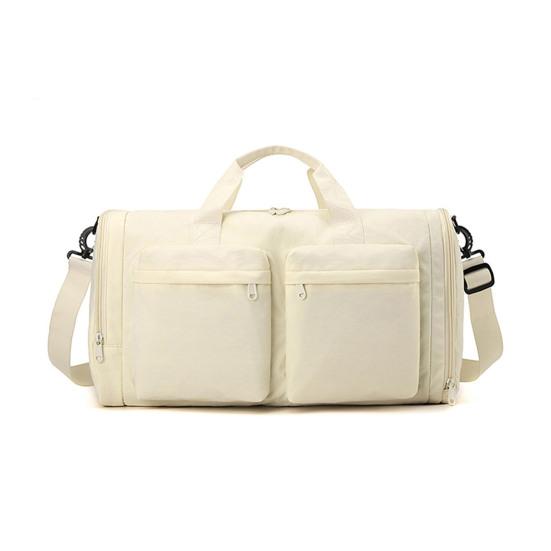 Foldable Gym Tote Unisex Duffle Bag with Shoe Compartment Wet Pocket Nylon Weekender Bag for Fitness Travel