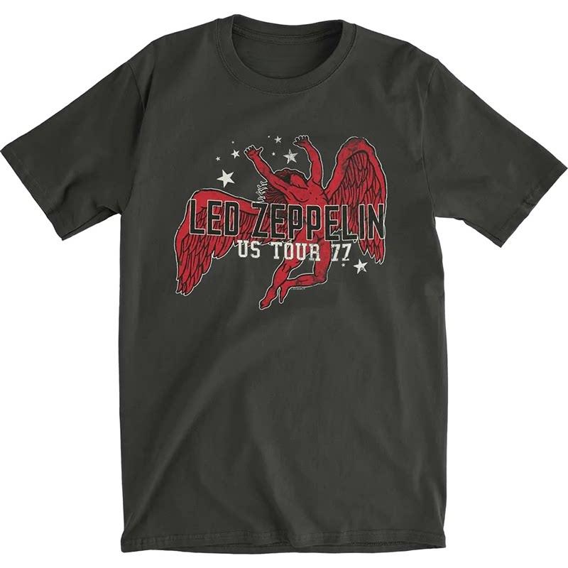 Retro EuropeanAmerican Style Led Zeppelin Punk Rock Band Retro Americanstyle Streetwear Mens and Womens Tshirts