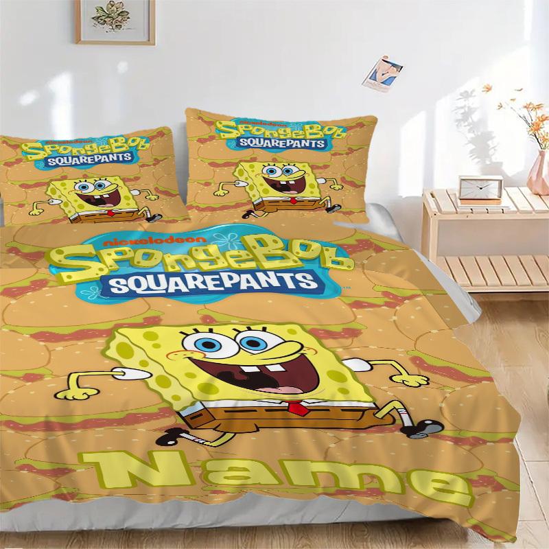 SpongeBob SquarePants Burger Bedding Set 3 Piece Comforter Cover Gift for Bedroom,Includes No Insertsjt014