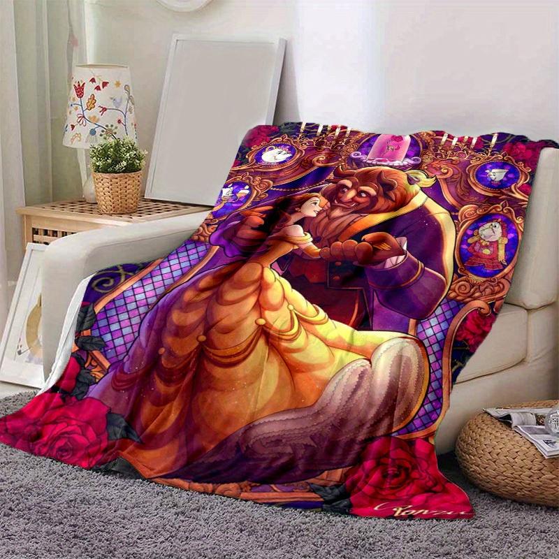 1pc. Beauty and the Beast Stained Glass Design Blanket, Home Decor, Office Throw, Outdoor Picnic Blanket, Gift for Fans