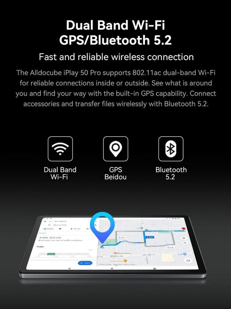 Refurbished: AllDOCUBE iPlay 50 Pro 10.4in 4G LTE Tablet 8GB RAM 128GB ROM, Android 12, with Earphone, OTG, Holster, Bluetooth Keyboa