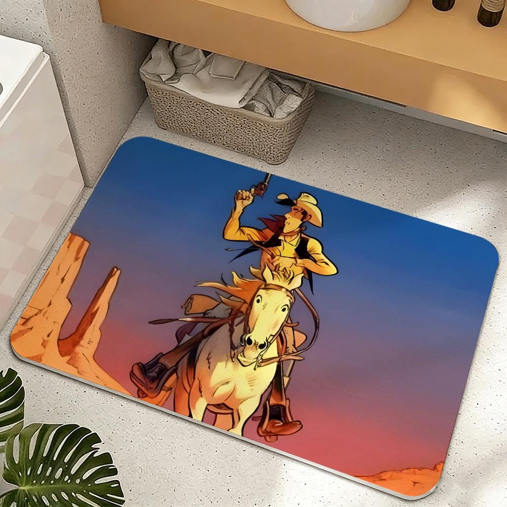 LUCKY LUKE CARTOON Floor Mat Diatomite Floor Mat Fast Drying Odor Resistant Non Slip Bath Kitchen Mat