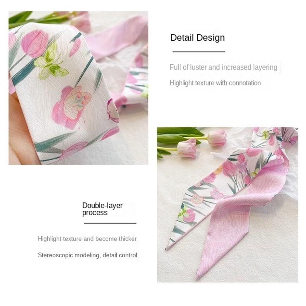 Oil Painting Headscarves Ribbon Hair Ribbon Scarf Retro Neck Tie