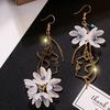 Women Flower Petals Long Tassel Earrings Asymmetric Earrings Ear Jewelry
