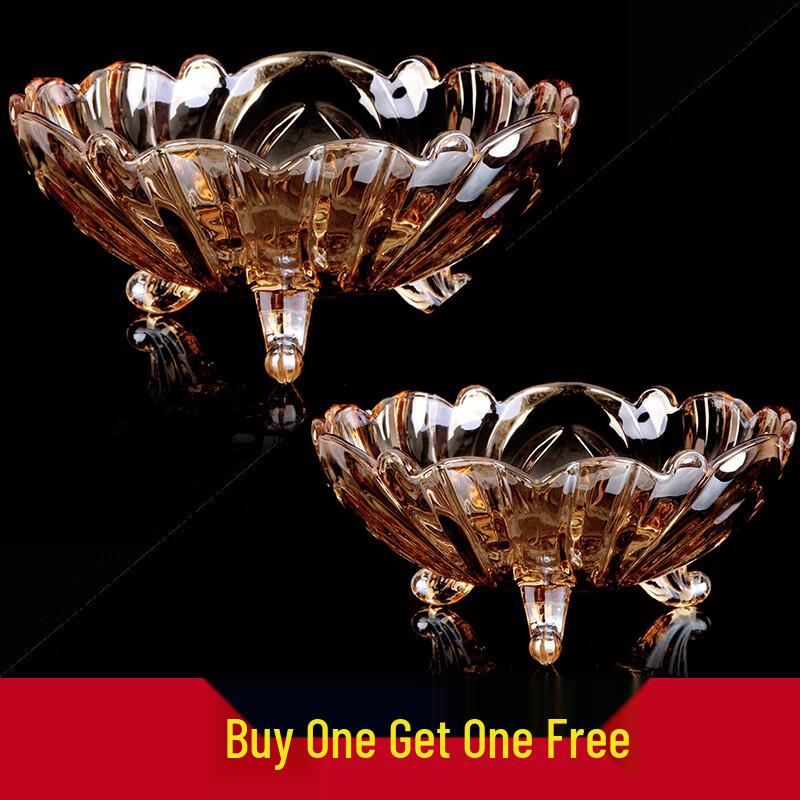 Набор из 3-х янтарных фруктовых тарелок Flavinmci из хрустального стекла